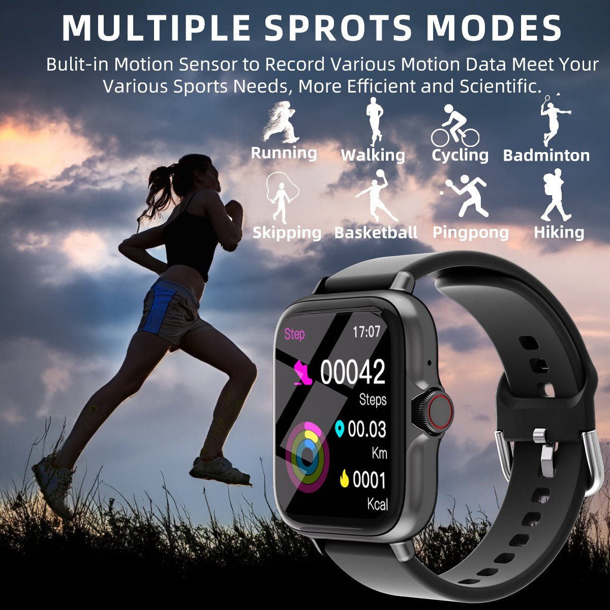 1.83'' Waterproof Smartwatch – Bluetooth Calling, Fitness Tracker for iOS & Android