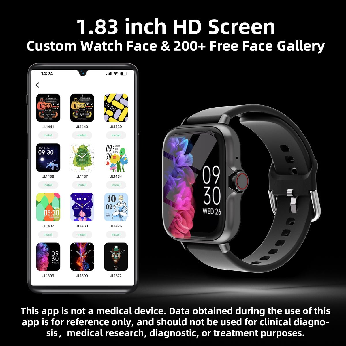 1.83'' Waterproof Smartwatch – Bluetooth Calling, Fitness Tracker for iOS & Android