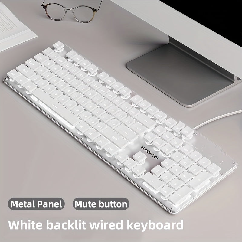 EWEADN Silent LED Gaming Keyboard – Ergonomic, USB Wired