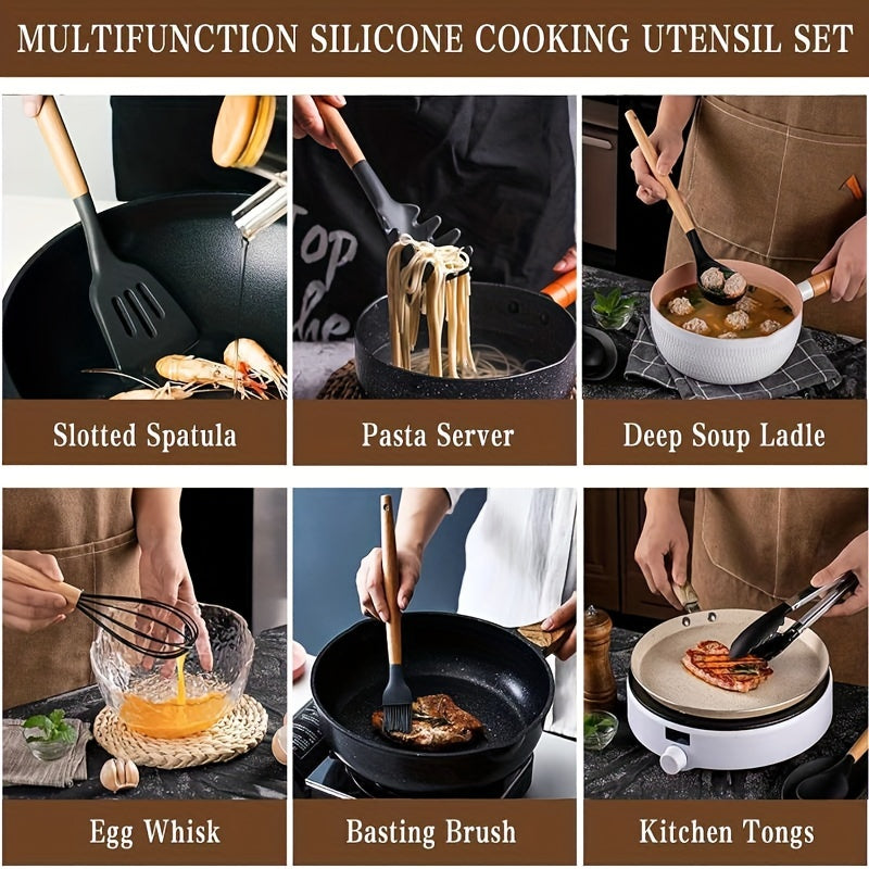 1 Set Premium Silicone Kitchen Utensil Set – Heat Resistant, Non-Stick, Durable Cooking