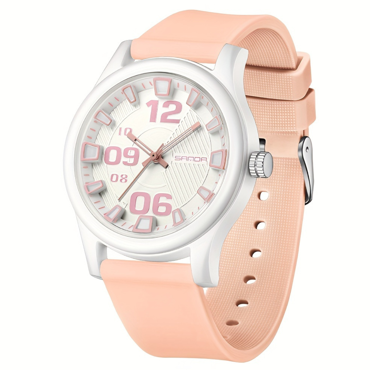 SANDA Women's Fashion Quartz Watch – Elegant Round Dial, Soft Silicone Strap, Water-Resistant