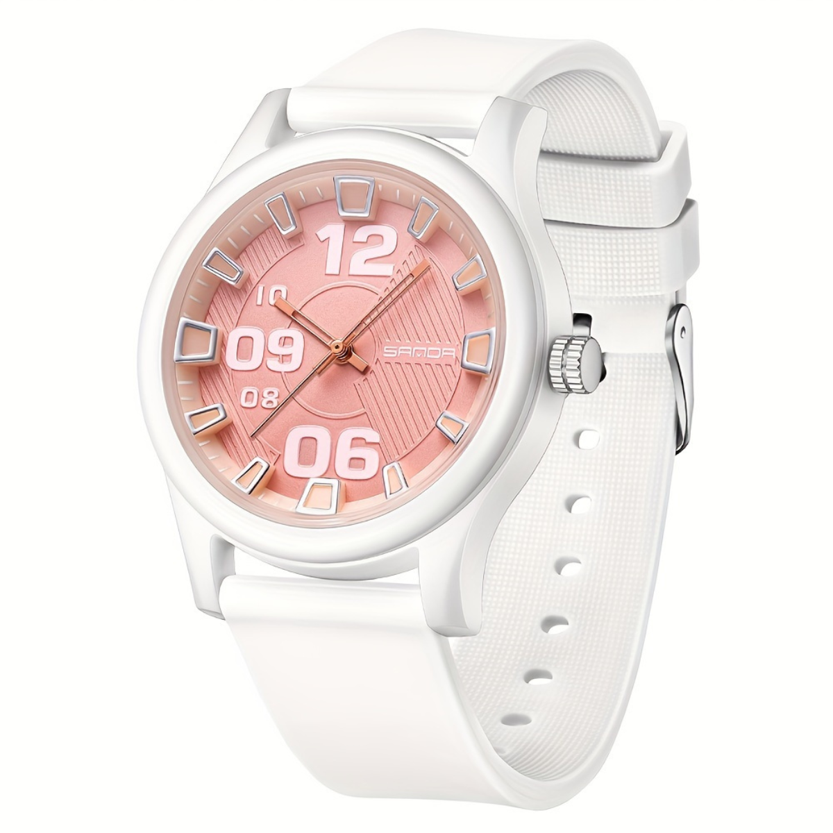 SANDA Women's Fashion Quartz Watch – Elegant Round Dial, Soft Silicone Strap, Water-Resistant